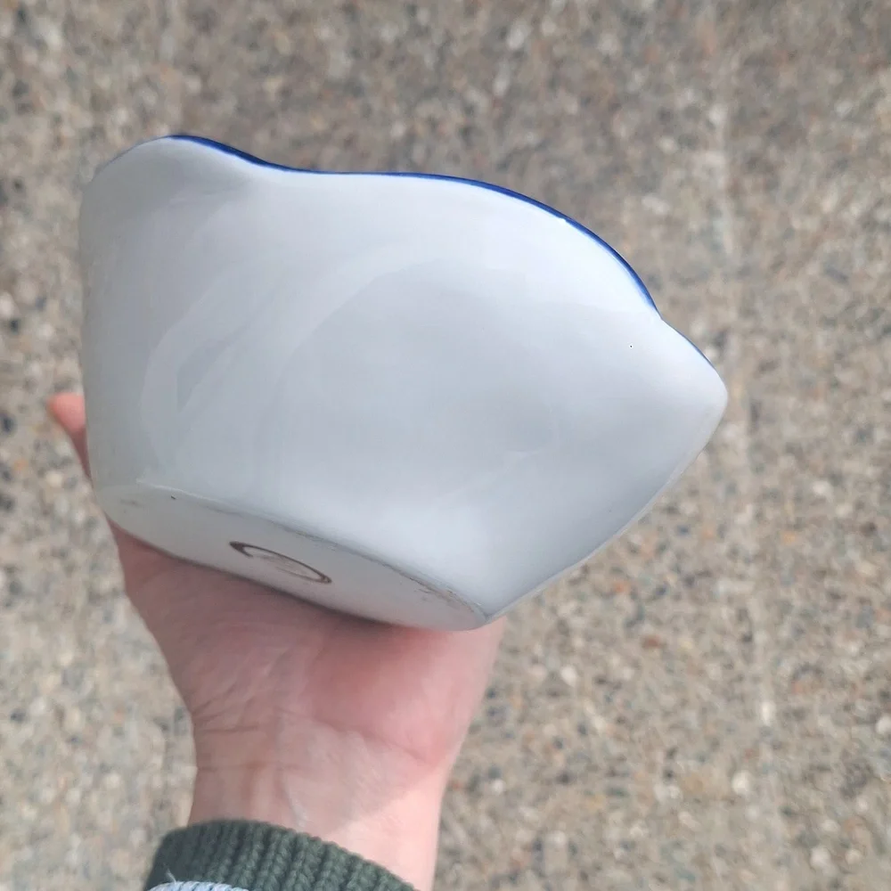 Dansk Arabesque Chowder Bowl Blue And White Fish Catch-all - Picture 4 of 7